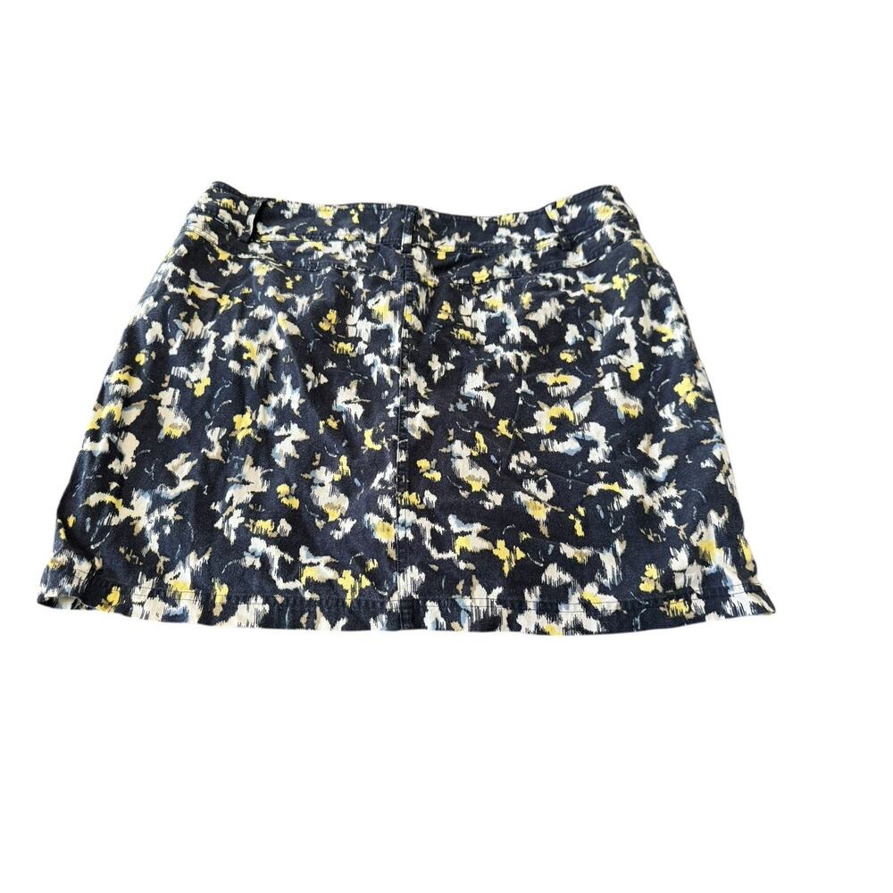 Christopher & Banks Women’s Skort 16‎ Linen Blend Navy Yellow White Abstract